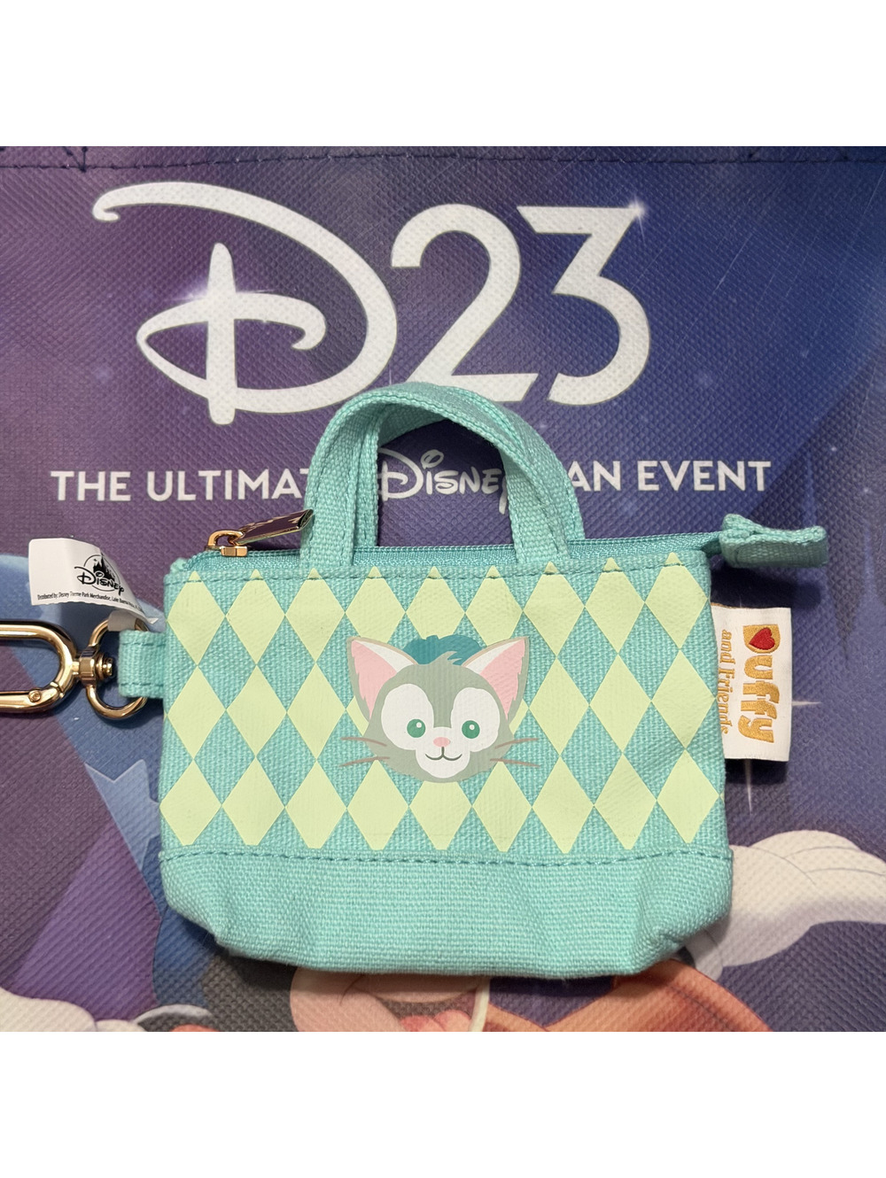 Disney D23 2026 WDI MOG Mickeys of Glendale Mini Tote Keychain Duffy Gelatoni